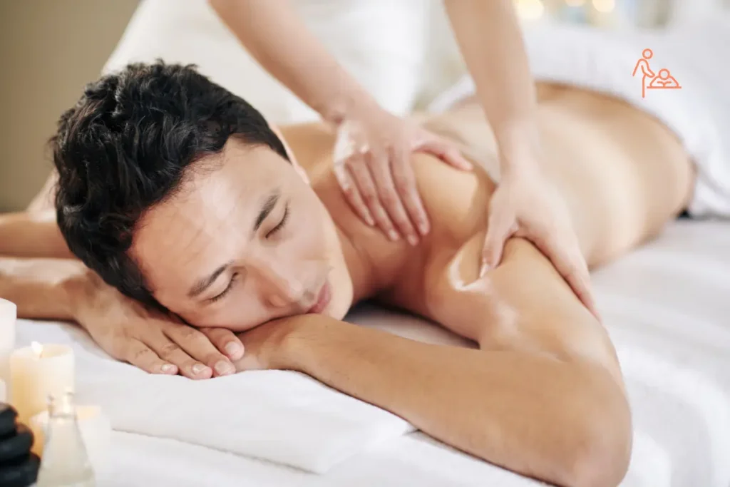Back and Shoulder Massage highlighting spa treatments for stress and anxiety by relieving muscle tension, promoting relaxation, and improving emotional well-being