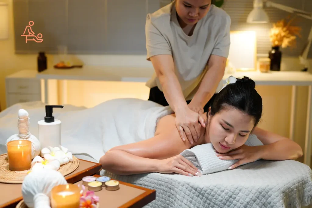 Dry Massage therapy highlighting professional spa benefits including muscle tension relief, improved circulation, stress reduction, and full-body relaxation