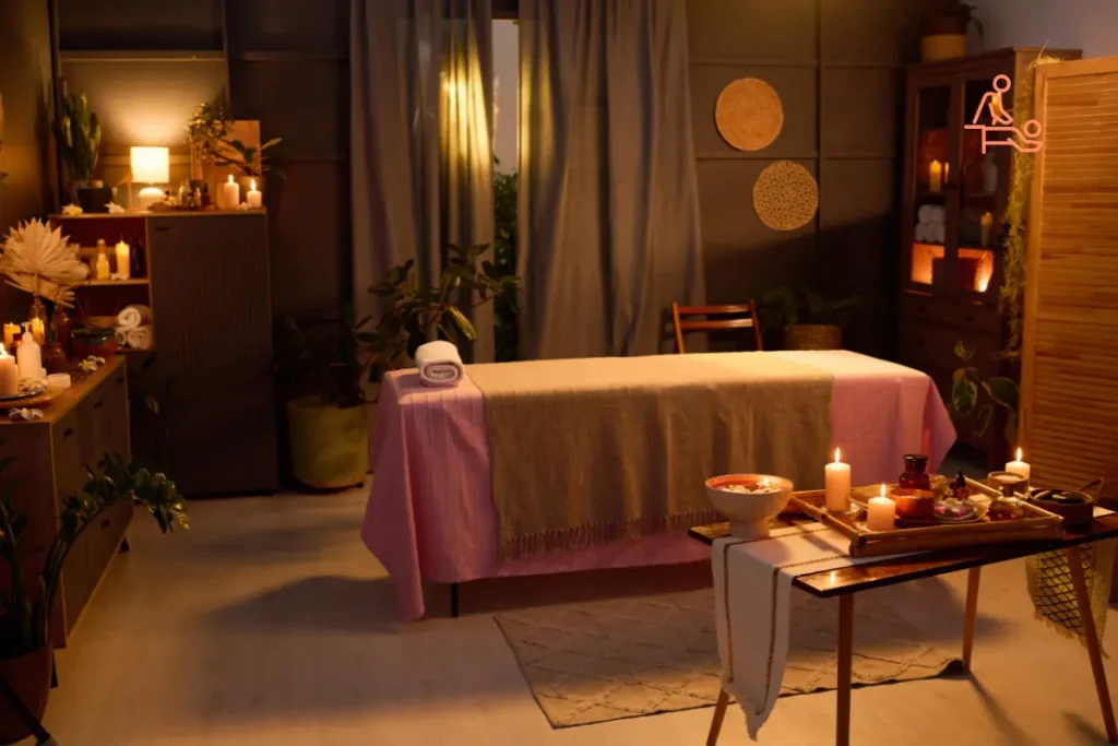 Dry Massage room in a professional spa highlighting benefits of comfort, privacy, hygiene, and a relaxing environment for full-body wellness